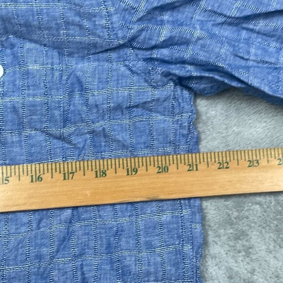 Weatherproof Vintage Mens Linen Shirt Short Sleeve Medium Blue a0446 - Picture 6 of 9